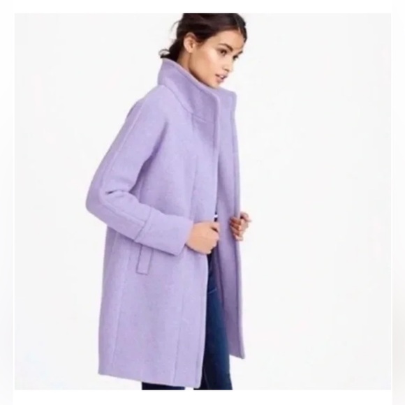 NWT J Crew Lilac Purple Wool Blend Cocoon Pea Coat - Picture 2 of 13